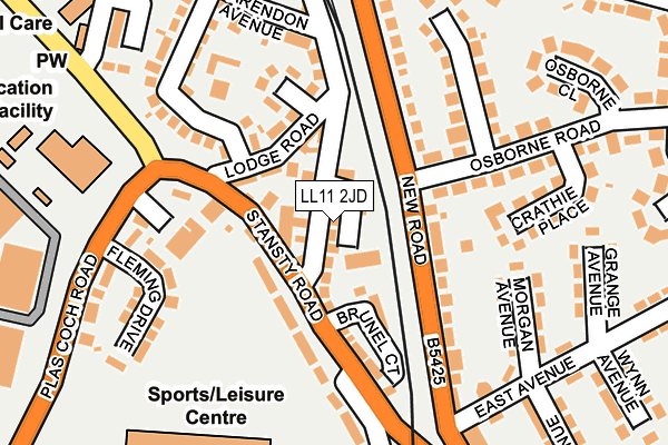 LL11 2JD map - OS OpenMap – Local (Ordnance Survey)