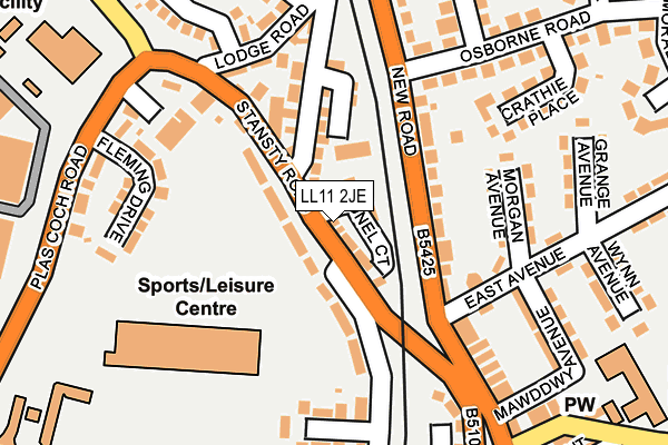 LL11 2JE map - OS OpenMap – Local (Ordnance Survey)