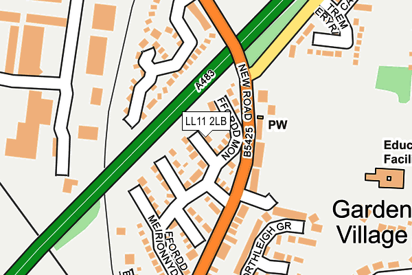 LL11 2LB map - OS OpenMap – Local (Ordnance Survey)