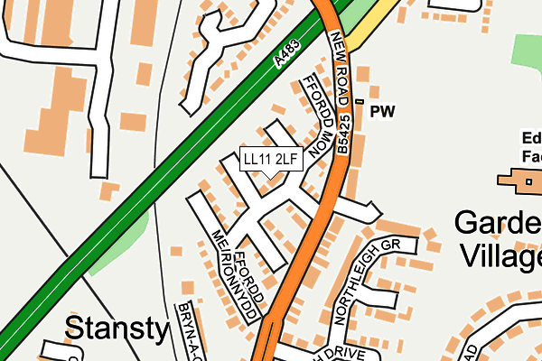 LL11 2LF map - OS OpenMap – Local (Ordnance Survey)