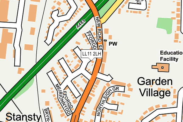 LL11 2LH map - OS OpenMap – Local (Ordnance Survey)