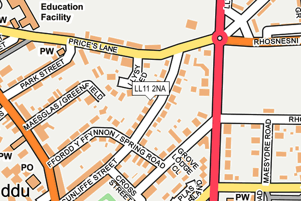 LL11 2NA map - OS OpenMap – Local (Ordnance Survey)