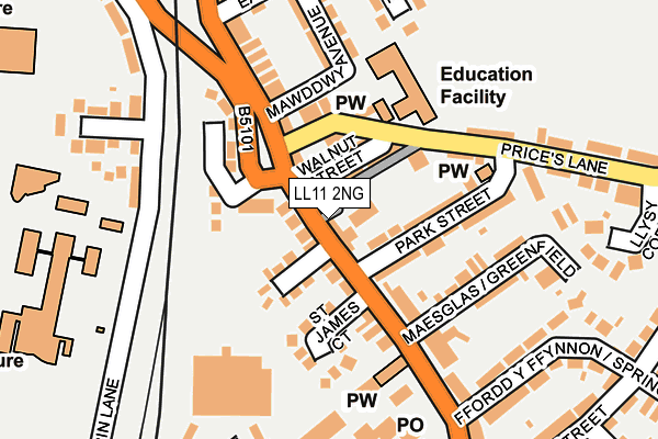 LL11 2NG map - OS OpenMap – Local (Ordnance Survey)