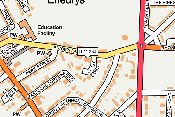 LL11 2NJ map - OS OpenMap – Local (Ordnance Survey)