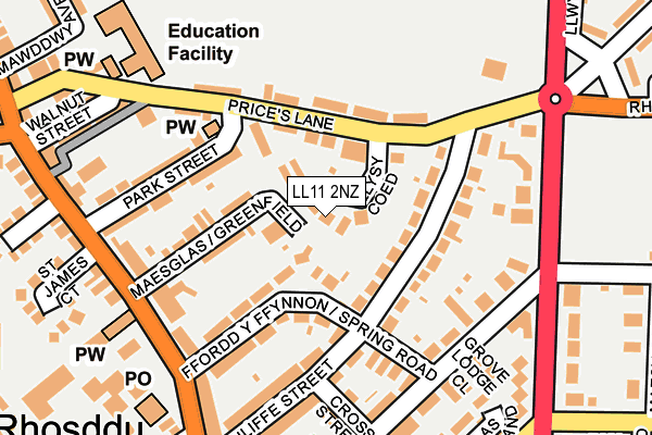 LL11 2NZ map - OS OpenMap – Local (Ordnance Survey)