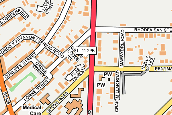 LL11 2PB map - OS OpenMap – Local (Ordnance Survey)