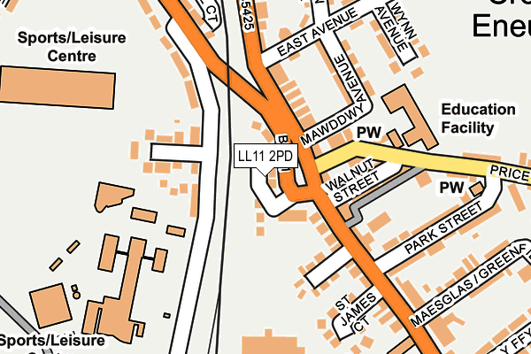 LL11 2PD map - OS OpenMap – Local (Ordnance Survey)