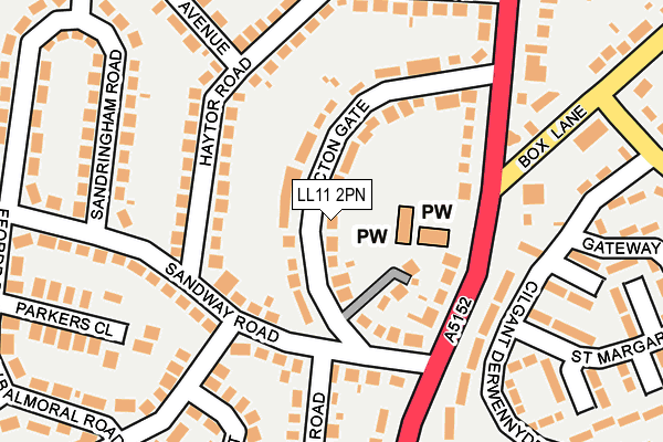 LL11 2PN map - OS OpenMap – Local (Ordnance Survey)