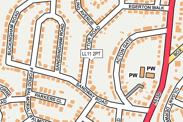 LL11 2PT map - OS OpenMap – Local (Ordnance Survey)