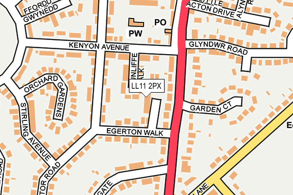LL11 2PX map - OS OpenMap – Local (Ordnance Survey)