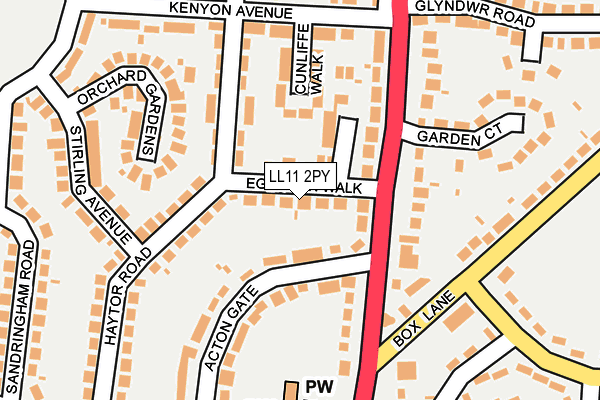 LL11 2PY map - OS OpenMap – Local (Ordnance Survey)