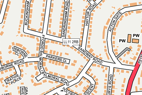 LL11 2RB map - OS OpenMap – Local (Ordnance Survey)