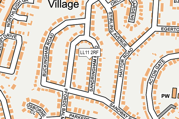 LL11 2RF map - OS OpenMap – Local (Ordnance Survey)