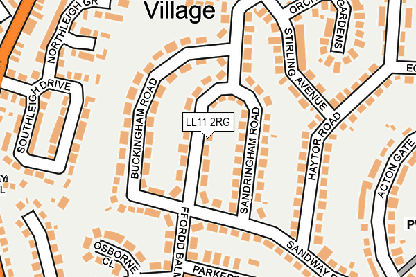 LL11 2RG map - OS OpenMap – Local (Ordnance Survey)