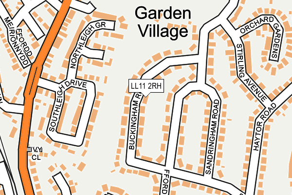 LL11 2RH map - OS OpenMap – Local (Ordnance Survey)