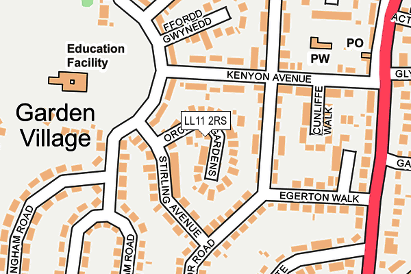 LL11 2RS map - OS OpenMap – Local (Ordnance Survey)