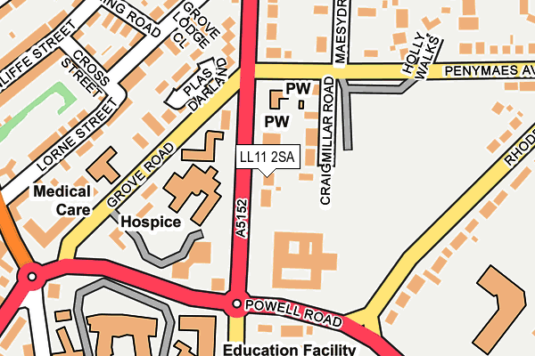 LL11 2SA map - OS OpenMap – Local (Ordnance Survey)