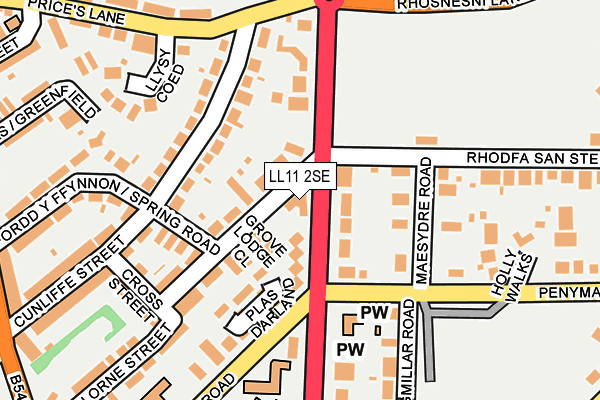 LL11 2SE map - OS OpenMap – Local (Ordnance Survey)