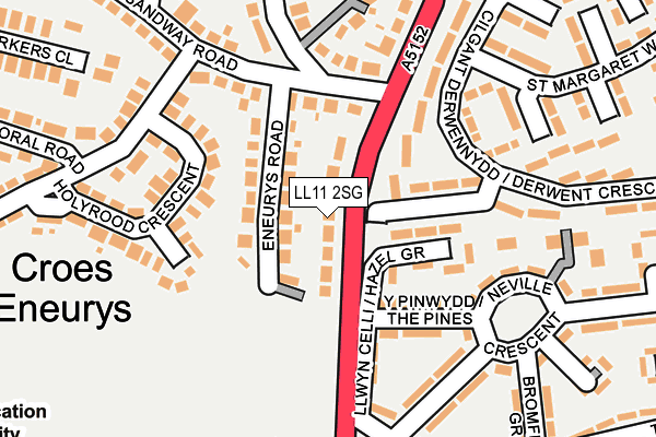 LL11 2SG map - OS OpenMap – Local (Ordnance Survey)