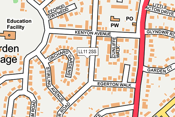 LL11 2SS map - OS OpenMap – Local (Ordnance Survey)