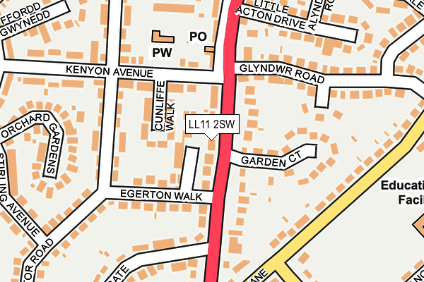LL11 2SW map - OS OpenMap – Local (Ordnance Survey)