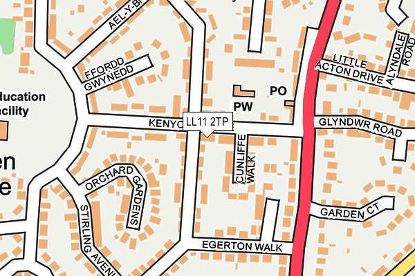 LL11 2TP map - OS OpenMap – Local (Ordnance Survey)