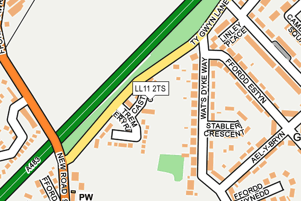 LL11 2TS map - OS OpenMap – Local (Ordnance Survey)