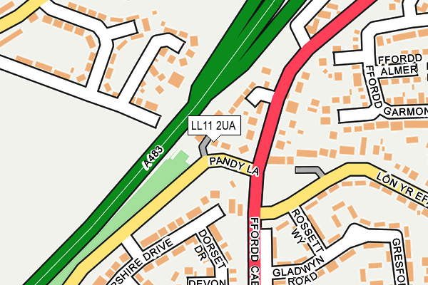 LL11 2UA map - OS OpenMap – Local (Ordnance Survey)