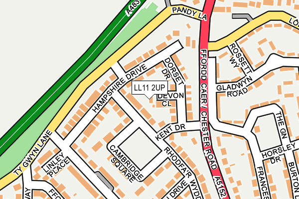 LL11 2UP map - OS OpenMap – Local (Ordnance Survey)
