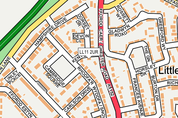 LL11 2UR map - OS OpenMap – Local (Ordnance Survey)