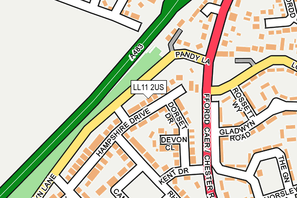 LL11 2US map - OS OpenMap – Local (Ordnance Survey)