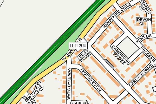 LL11 2UU map - OS OpenMap – Local (Ordnance Survey)