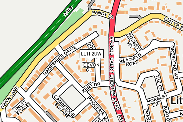 LL11 2UW map - OS OpenMap – Local (Ordnance Survey)