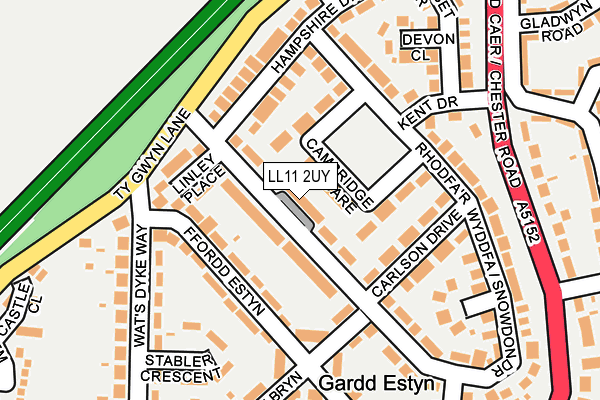 LL11 2UY map - OS OpenMap – Local (Ordnance Survey)