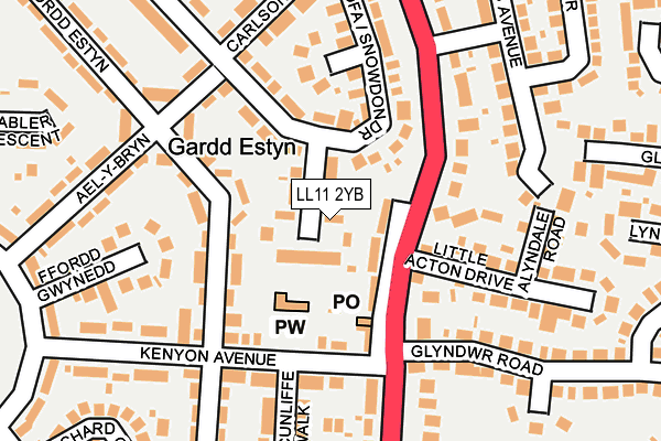 LL11 2YB map - OS OpenMap – Local (Ordnance Survey)