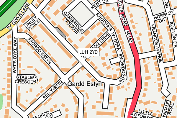 LL11 2YD map - OS OpenMap – Local (Ordnance Survey)
