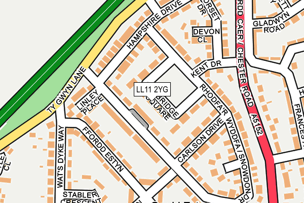 LL11 2YG map - OS OpenMap – Local (Ordnance Survey)