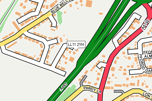 LL11 2YH map - OS OpenMap – Local (Ordnance Survey)