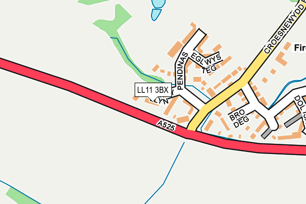 LL11 3BX map - OS OpenMap – Local (Ordnance Survey)
