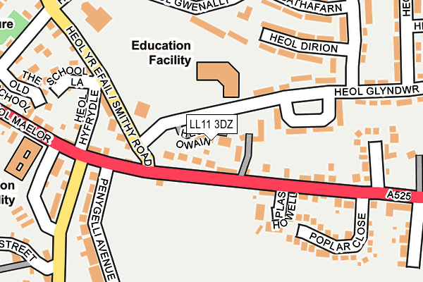 LL11 3DZ map - OS OpenMap – Local (Ordnance Survey)