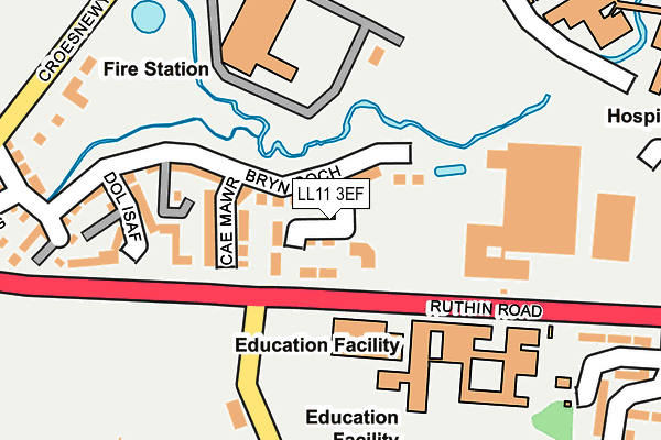 LL11 3EF map - OS OpenMap – Local (Ordnance Survey)