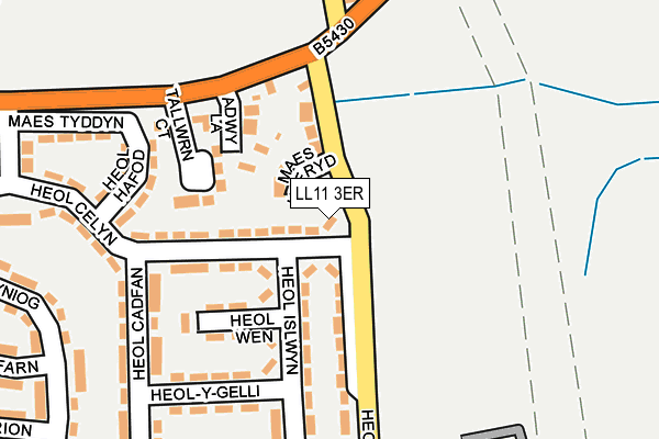 LL11 3ER map - OS OpenMap – Local (Ordnance Survey)