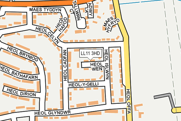 LL11 3HD map - OS OpenMap – Local (Ordnance Survey)