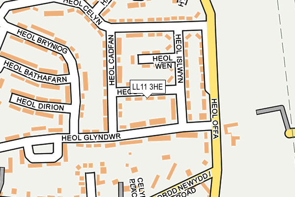 LL11 3HE map - OS OpenMap – Local (Ordnance Survey)
