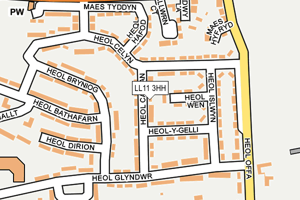 LL11 3HH map - OS OpenMap – Local (Ordnance Survey)