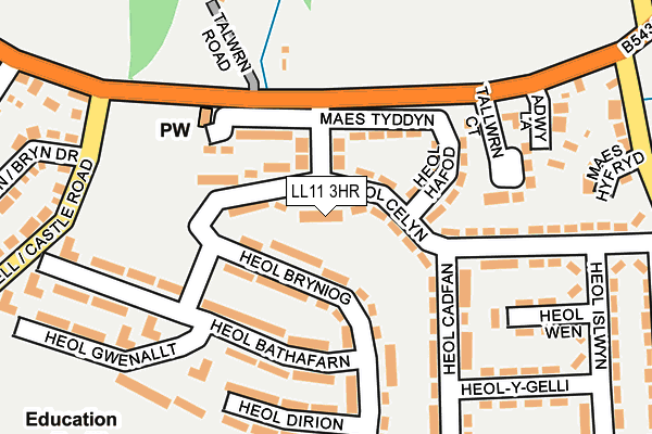 LL11 3HR map - OS OpenMap – Local (Ordnance Survey)