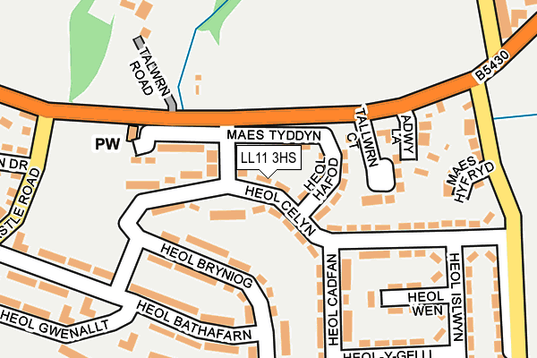 LL11 3HS map - OS OpenMap – Local (Ordnance Survey)