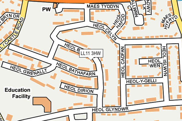 LL11 3HW map - OS OpenMap – Local (Ordnance Survey)