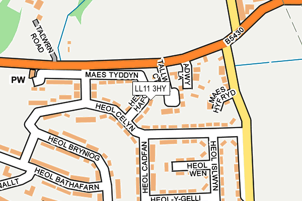 LL11 3HY map - OS OpenMap – Local (Ordnance Survey)
