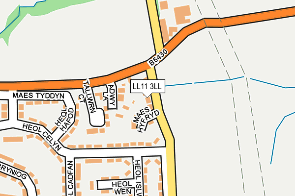 LL11 3LL map - OS OpenMap – Local (Ordnance Survey)